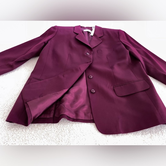Liz Claiborne Burgundy Wool Jacket Blazer - Picture 4 of 8